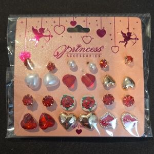 Red and Silver Kids Earring Set